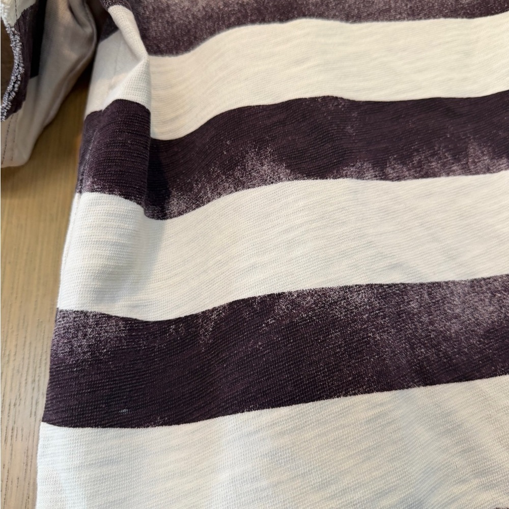 Madewell Cream and Deep Plum Striped Short Sleeve Top Cotton Tee SM - Picture 6 of 11
